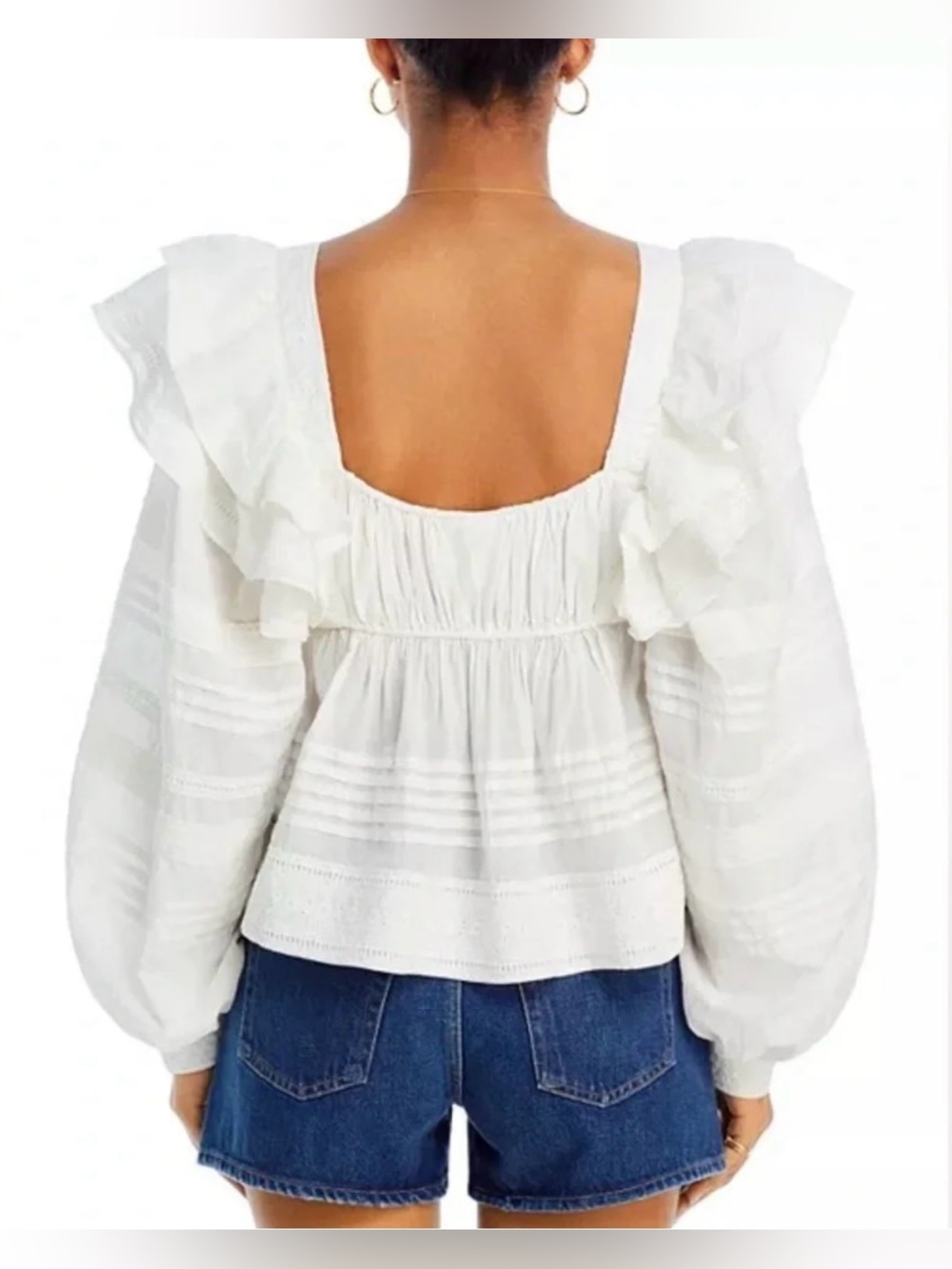 FARM Rio Off White Square Neckline Ruffle Blouse - Picture 2 of 7
